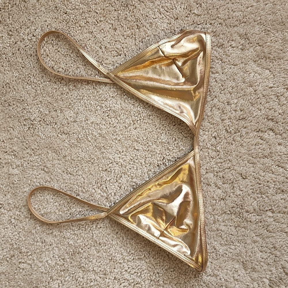 GOLD Metallic Bikini Top Tag Missing Size S